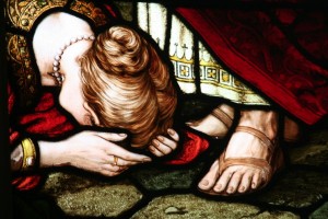 magdalen cleaning Jesus feet with hair