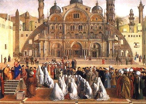 Bellini,_Gentile_-_St._Mark_Preaching_in_Alexandria_-_c._1507 wikimedia commons