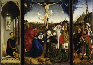 Crucifixion Triptyque_de_Oberto_Villa Wikimedia Commons for post on why did Jesus die?