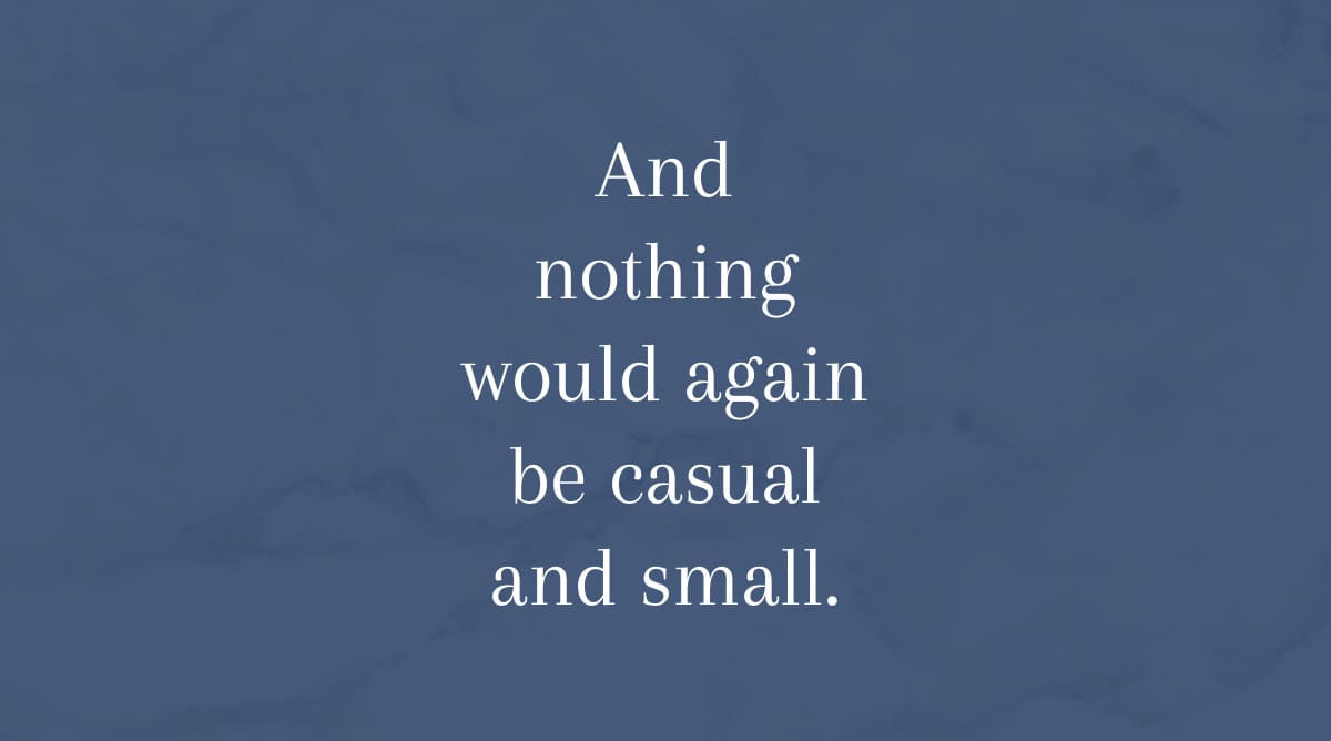 And Nothing Would Again be Casual and Small